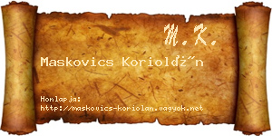 Maskovics Koriolán névjegykártya